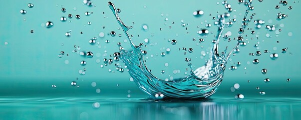 Poster - Splash abstract background concept. A stunning splash of water creates an artistic display against a serene turquoise backdrop.