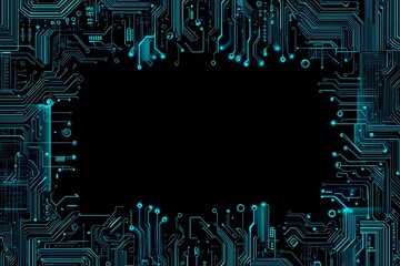 abstract close-up of a glowing blue digital circuit board, showcasing intricate connections and tech