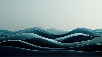 Poster - Waves abstract background idea. Serene abstract waves in soothing shades of blue and green, evoking tranquility.