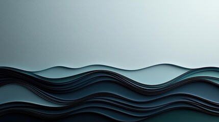Poster - Waves abstract background idea. Abstract layered waves in serene colors, creating a sense of calm and tranquility.