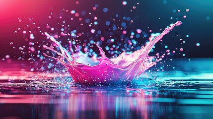 Poster - Splash abstract background concept. Vibrant splash of pink liquid in dark water, creating a mesmerizing visual effect.