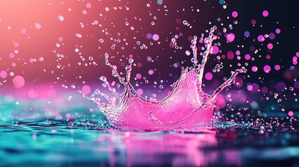Poster - Splash abstract background concept. Vivid water splash with pink hues, creating energetic and vibrant atmosphere.