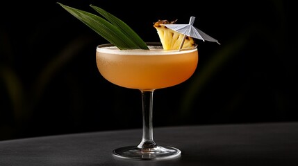 Wall Mural - Refreshing pineapple cocktail in coupe glass with garnish.