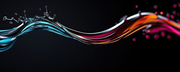 Poster - Splash abstract background concept. Colorful liquid splash on a dark background, conveying freshness and fluid motion.