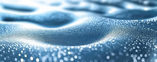 Poster - Waves abstract background idea. A close-up view of a shimmering blue surface with soft, wavy patterns.