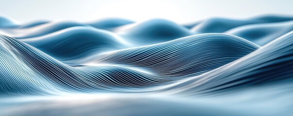 Poster - Waves abstract background idea. Abstract representation of beautiful waves in serene blue tones and smooth textures.