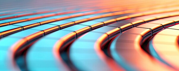 Poster - Metallic abstract background concept. Vibrant abstract patterns of colored lines creating depth and perspective.
