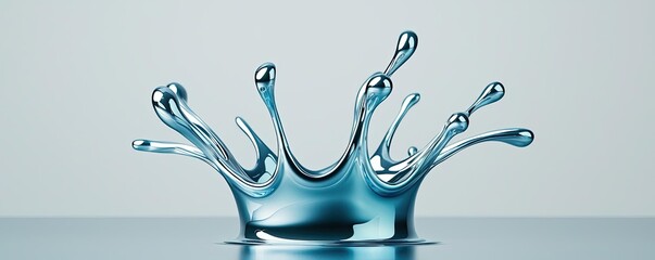 Poster - Splash abstract background concept. Close-up of a water splash resembling a crown on a reflective surface.