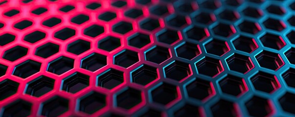 Aufkleber - Metallic abstract background concept. Close-up view of a vibrant hexagonal pattern with dynamic lighting effects.