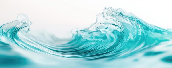 Poster - Waves abstract background idea. A close-up view of a gentle turquoise wave curling gracefully in soft light.