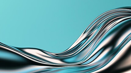 Poster - Waves abstract background idea. Abstract waves of silver and turquoise create a modern visual experience.