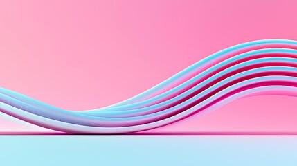Poster - Waves abstract background idea. Soft gradient waves in blue and pink create a calming backdrop for creative designs.