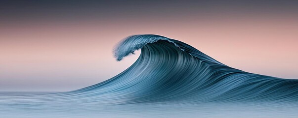 Poster - Waves abstract background idea. A mesmerizing ocean wave capturing the serene beauty of nature at twilight.