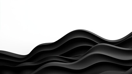 Poster - Waves abstract background idea. Abstract black wave patterns on a minimalist white background for design use.