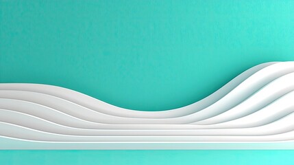 Poster - Waves abstract background idea. Abstract wavy lines on a turquoise background for modern design projects.