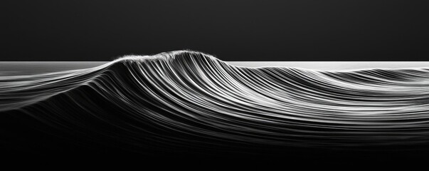 Poster - Waves abstract background idea. A mesmerizing black and white wave, showcasing elegant curves and textures of water.