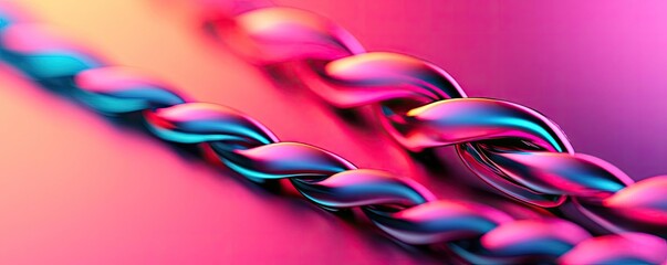 Poster - Metallic abstract background concept. Close-up view of a colorful chain link against a vibrant background.