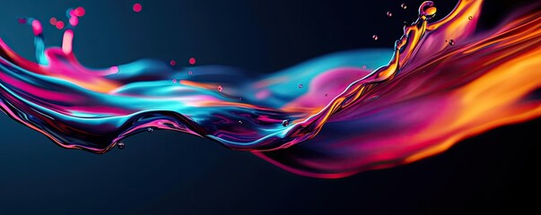 Poster - Splash abstract background concept. Vibrant liquid waves blended with colorful hues in a striking abstract view.
