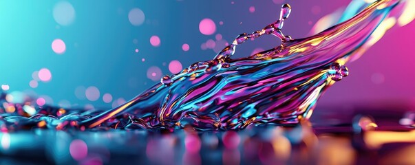 Poster - Splash abstract background concept. Vibrant water splash with colorful lighting, perfect for creative designs.