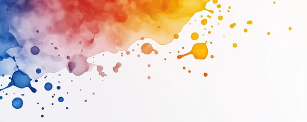 Poster - Splash abstract background concept. Vibrant abstract watercolor splash in red, blue, and yellow hues on white background.