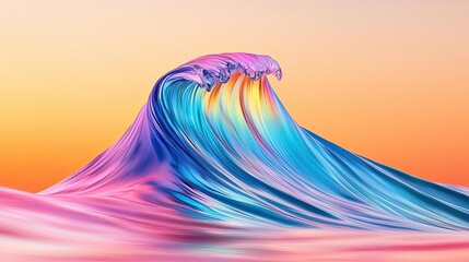 Poster - Waves abstract background idea. A vibrant wave crashing with colors reflecting the beauty of nature at sunset.