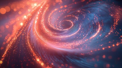 Poster - Feather abstract background concept. A vibrant swirl of cosmic energy with luminous particles and dynamic motion effects.