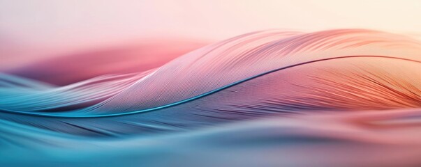 Aufkleber - Feather abstract background concept. Soft, flowing abstract lines in pastel shades create a serene and calming visual effect.