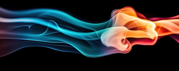 Poster - Smoke abstract background idea. Colorful smoke waves create captivating abstract patterns in a dark background.