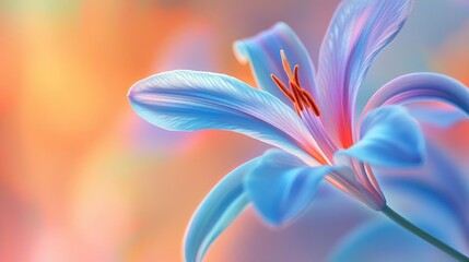 Aufkleber - Soft abstract background idea. A close-up of a vibrant blue lily flower with a colorful blurred background.
