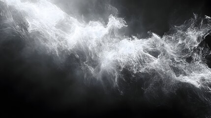Poster - Abstract Black and White Backgrounds. An abstract image depicting a white nebula or cloud formation against a dark background. Evokes a sense of mystery and the cosmos.