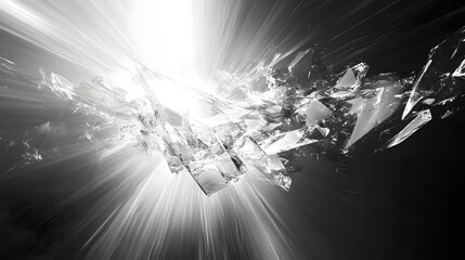 Poster - abstract black and white backgrounds. abstract artwork depicting a shattered glass explosion, monoch