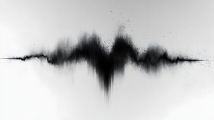 Poster - Abstract Black and White Backgrounds. A digital art piece showcasing a black ink wave on a white background. The image portrays a sense of motion and fluidity.