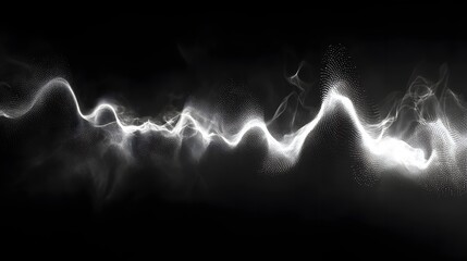 Aufkleber - Abstract Black and White Backgrounds. Abstract digital art featuring a white wave flowing on a black background. The image is dynamic and creates a sense of movement.