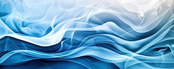 Poster - Smoke abstract background idea. Abstract blue smoke wave patterns flowing smoothly in a serene composition.