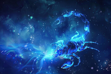 astrological abstract composition with concept of scorpio zodiac sign symbol, abstract vivid composi