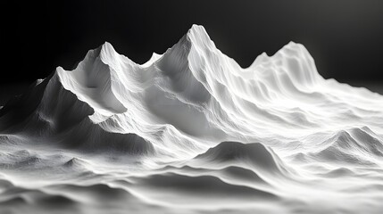Poster - Abstract Black and White Backgrounds. A stunning monochrome digital rendering of a mountain range, showcasing texture and form.