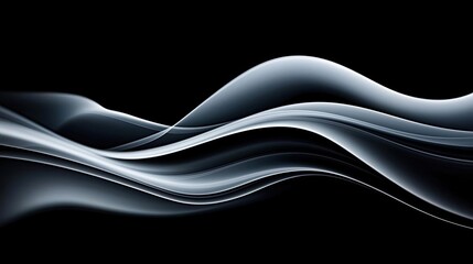 Poster - Smoke abstract background idea. Abstract waves in monochrome, creating a sense of flow and elegance on a dark background.