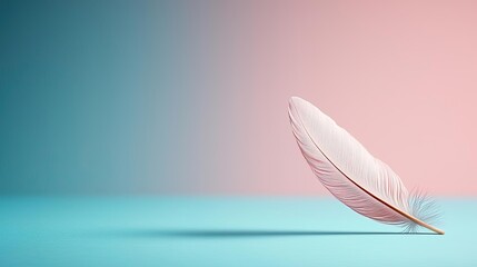 Poster - Feather abstract background concept. A delicate feather rests on a vibrant backdrop, evoking tranquility and softness.