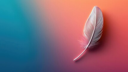 Poster - Feather abstract background concept. A delicate feather with a colorful gradient background, evoking serenity and beauty.