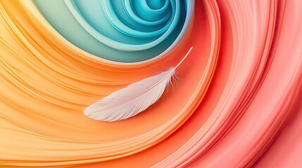 Aufkleber - Feather abstract background concept. A vibrant swirl of colors featuring a delicate white feather.