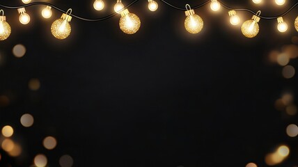 Poster - Chinese New Year. String lights illuminate a dark background, creating a warm and inviting ambiance.