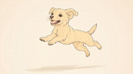 Poster - Joyful puppy leaps with excitement in a sunny outdoor setting during a playful afternoon. Generative AI