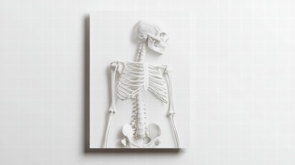 Aufkleber - Detailed representation of a pristine white human skeleton on a clean surface. Generative AI