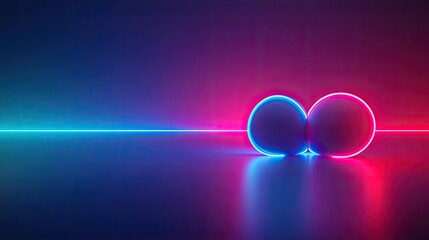Poster - Soft abstract background idea. Abstract glowing spheres with vibrant neon colors reflecting on a smooth surface.