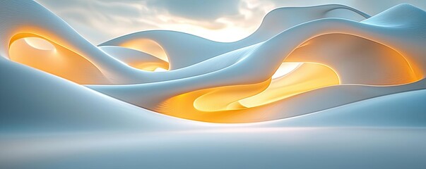 Poster - Soft abstract background idea. A stunning, abstract architectural design with flowing lines and warm light effects.