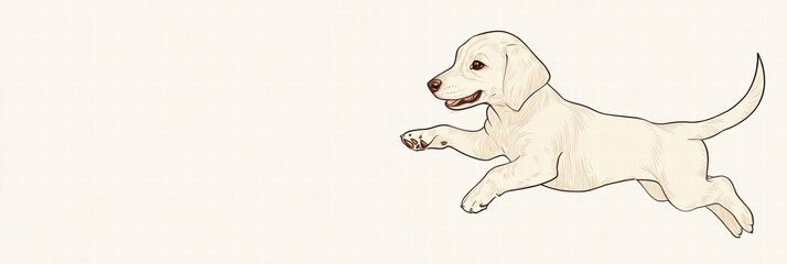 Poster - Joyful puppy leaps energetically in a playful expression during a bright afternoon. Generative AI