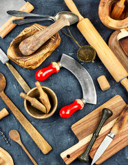 Empty wooden utensils.