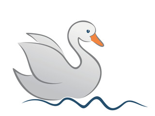 Wall Mural - Symbol of duck with a blue wave. 
