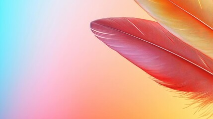 Poster - Feather abstract background concept. Colorful abstract feathers on a soft gradient background, exuding creativity and beauty.