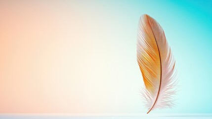 Poster - Feather abstract background concept. A vibrant feather resting gently, symbolizing lightness and creativity.